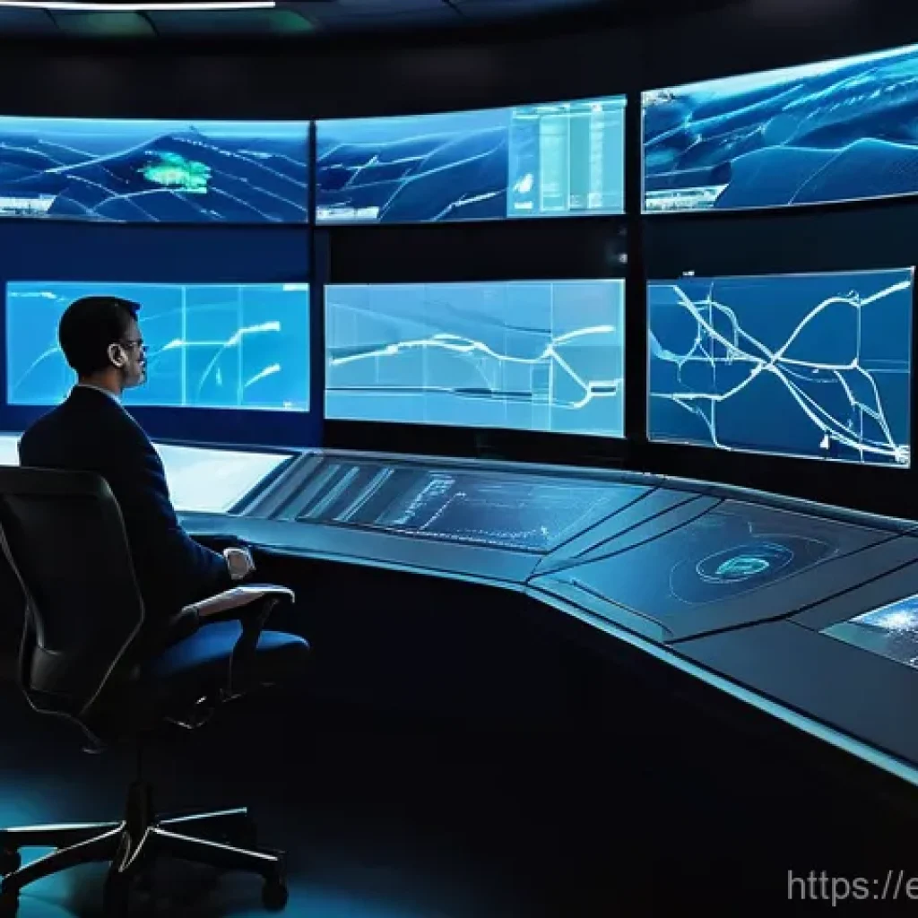 디지털 시스템 모델링 - Future Energy Grid Digital Twin Control Room**
A highly advanced control room with a panoramic, tran...
